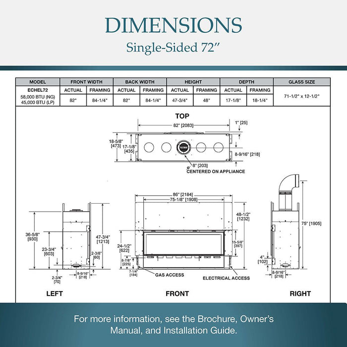 Majestic Echelon II 72" Top Direct Vent Fireplace With IntelliFire Touch Ignition System (NG) Majestic