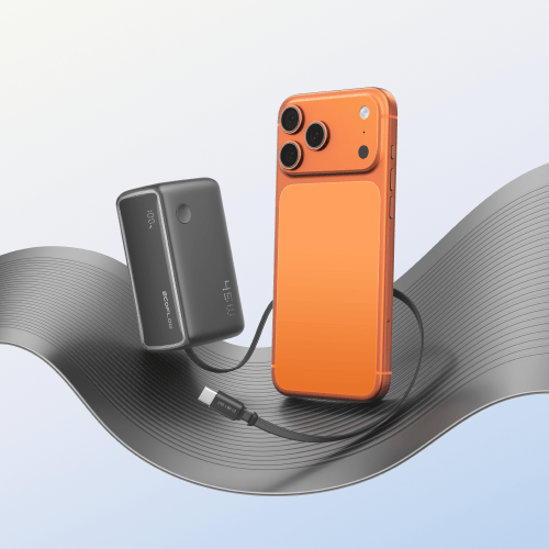 RAPID 3-in-1 Power Bank (10K, 45W, Retractable Cable & AC Plug) - ports and outputs