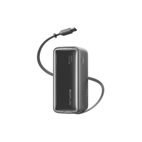 RAPID 3-in-1 Power Bank (10K, 45W, Retractable Cable & AC Plug) - in use