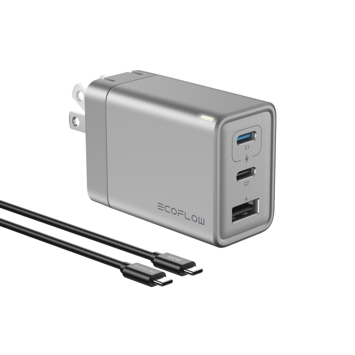 RAPID 65W GaN Charger with 100W Cable - front view
