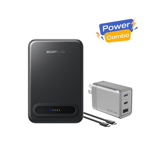 RAPID Mag Qi2 Power Bank (10K, 15W) + RAPID 65W GaN Charger with 100W Cable - front view