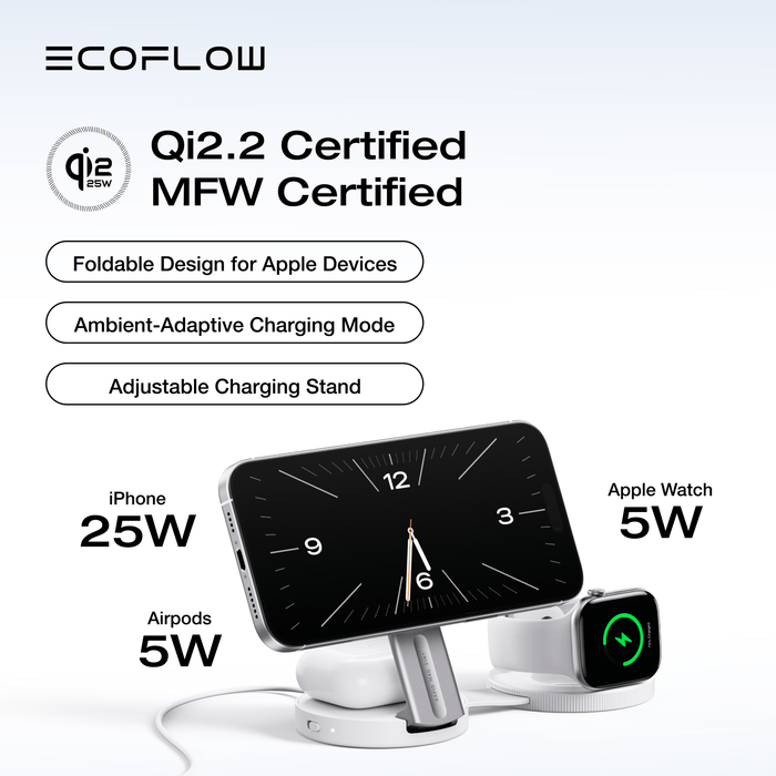 RAPID Mag Qi2.2 Wireless Charging Station (3-in-1 Foldable) - detail view