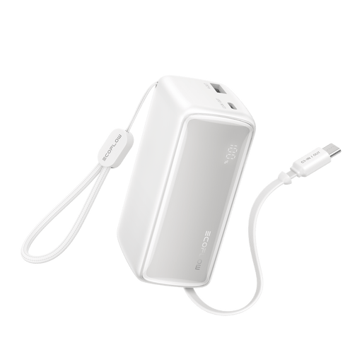 RAPID Power Bank (10K, 45W, Retractable Cable) - front view