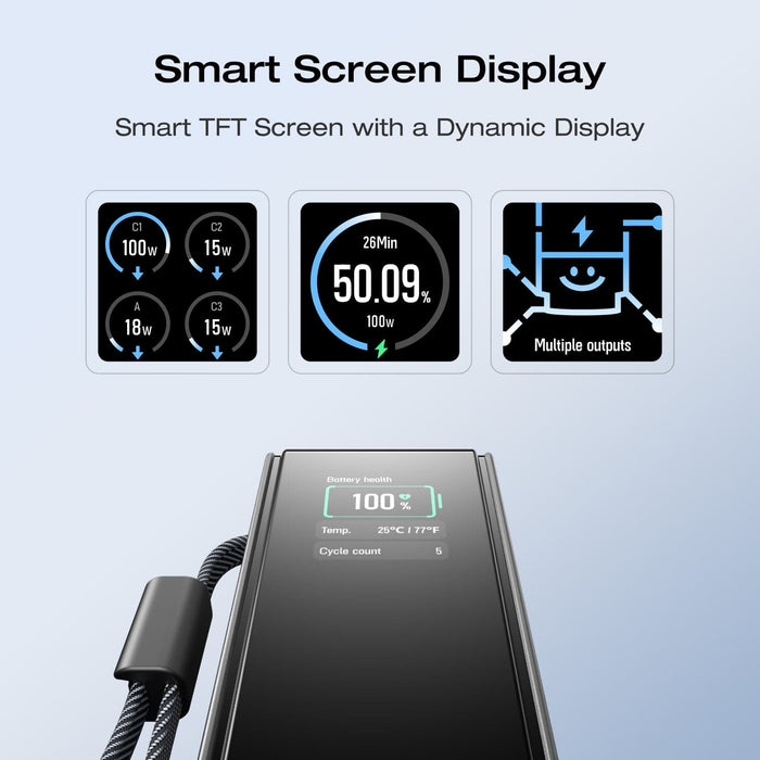 RAPID Power Bank (25,000mAh, 170W, 100W Built-In and Retractable Cables) - size and scale