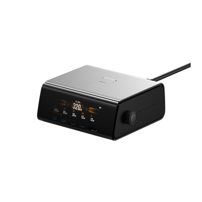 RAPID Pro Desktop Charger (320W, 5 Ports, GaN) - in use