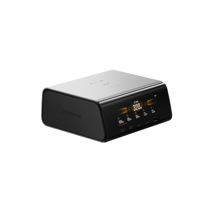 RAPID Pro Desktop Charger (320W, 5 Ports, GaN) - front view