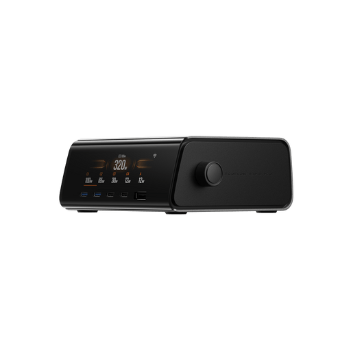 RAPID Pro Desktop Charger (320W, 5 Ports, GaN) - angled view