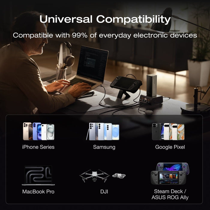 RAPID Pro Power Bank(20,000mAh, 230W, 100W Built-in Cable) - size and scale