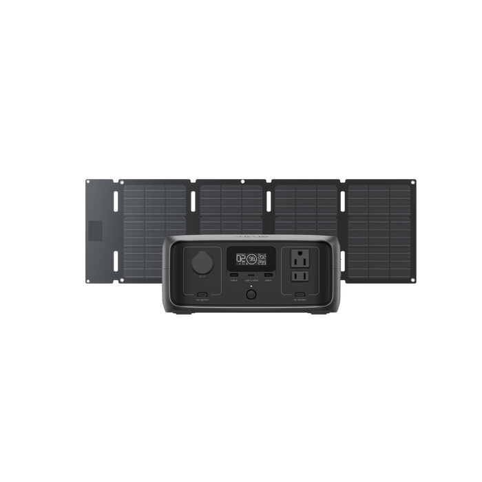 RIVER 3 + 45W Solar Panel - angled view