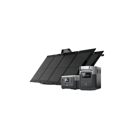 DELTA mini + EcoFlow RIVER 2 + 2 x 110W Portable Solar Panels - front view