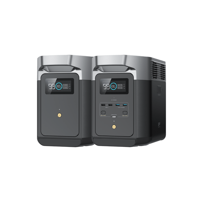 Green Vista Living EcoFlow DELTA 2 + DELTA 2 Smart Extra Battery | 2048Wh Portable Power Station... Bundle - Side View