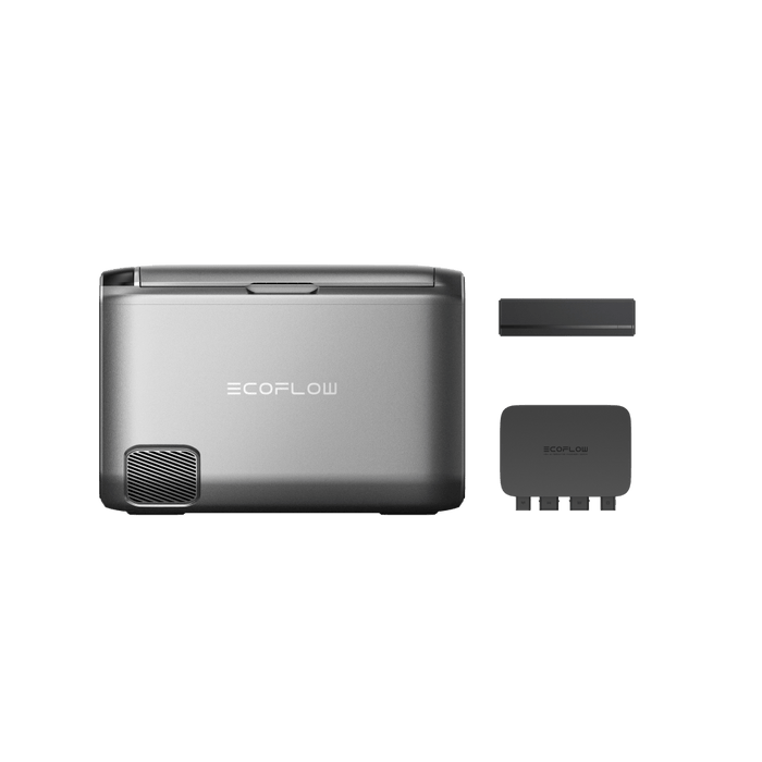GLACIER Classic Portable Fridge Freezer + 500W Alternator Charger - angled view