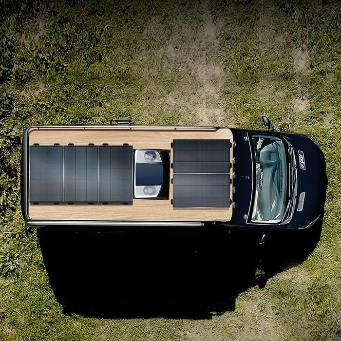Rigid Solar Panel Mounting Feet - in use