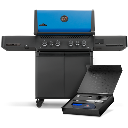 Napoleon 50th Anniversary Edition Prestige 500 Connected natural gas grill P500VXRSIBNK-PHM-50 with heritage blue lid