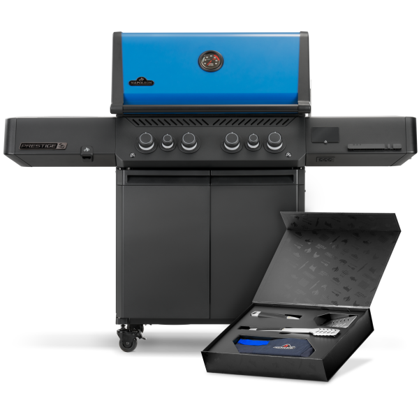 Napoleon 50th Anniversary Edition Prestige 500 Connected natural gas grill P500VXRSIBNK-PHM-50 with heritage blue lid