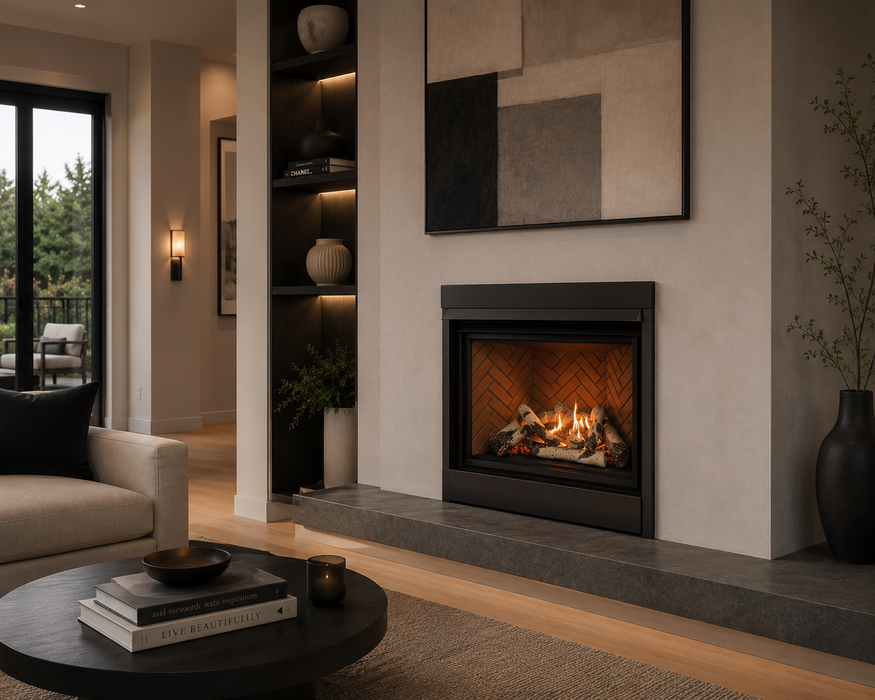 Sierra Flame Jasper 42" Natural Gas Fireplace JASPER-42-DELUXE-NG - flame and media detail