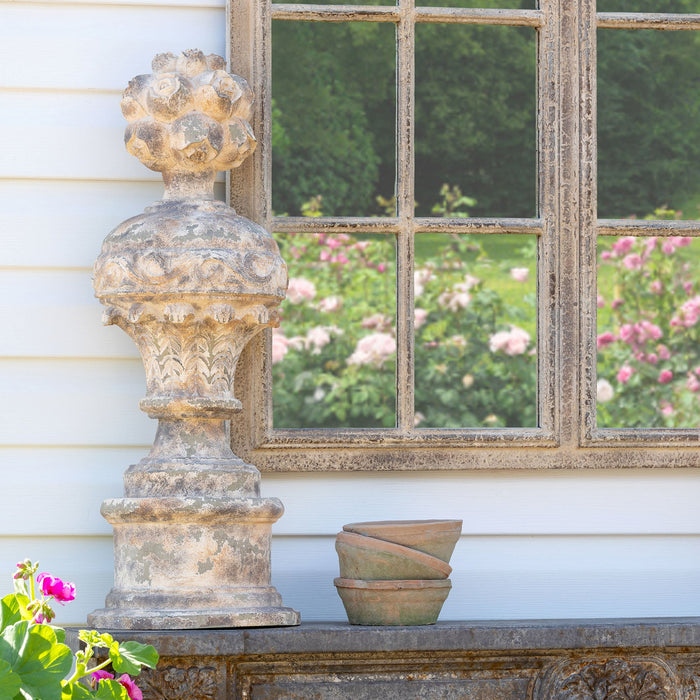 Park Hill Collection Montebello Bouquet Half Finial - Elegant Romanesque Tabletop Sculpture with Aged Finish, 28.75"H