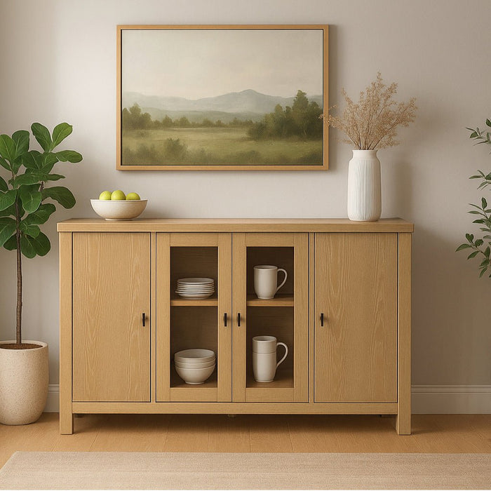 Alpine Furniture Cleo Eleanor Glass & Wood Sideboard