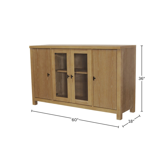 Alpine Furniture Cleo Eleanor Glass & Wood Sideboard