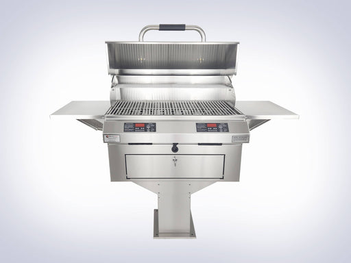 Ruby 32″ Dual Pedestal-Base Outdoor Electric Grill - front view