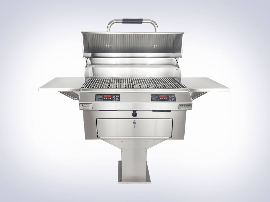 Ruby 32″ Dual Pedestal-Base Outdoor Electric Grill - front view