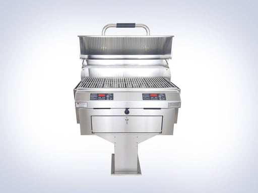 Ruby 32″ Dual Pedestal-Base Outdoor Electric Grill - angle view