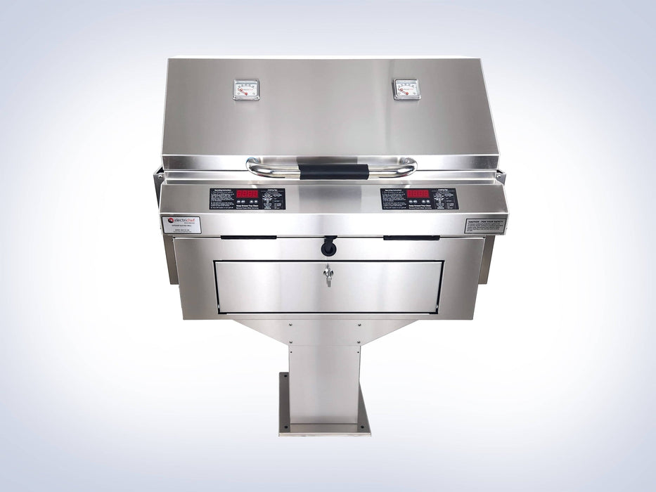 Ruby 32″ Dual Pedestal-Base Outdoor Electric Grill - detail close-up