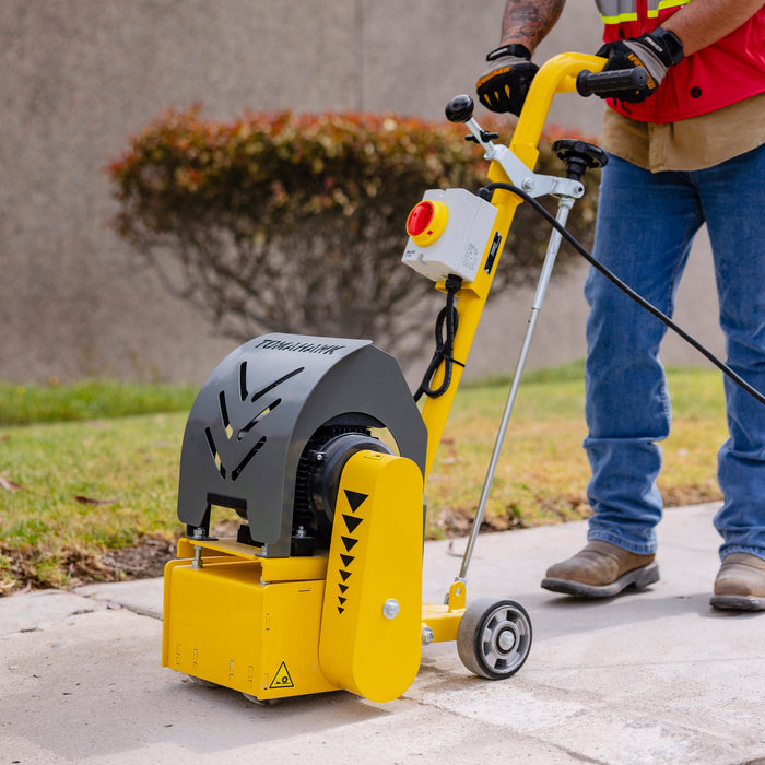 Tomahawk Power Electric 8” Concrete Scarifier Planer Grinder for Sidewalk Trip Hazard Repair, Traffic Line... - Side View
