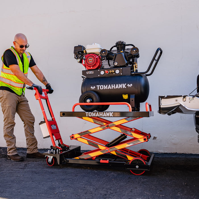 Tomahawk Power PRE ORDER: Electric Hydraulic Lift Table – 600 lb, 59 in. Extension Portable Powered Scissor... - Side View