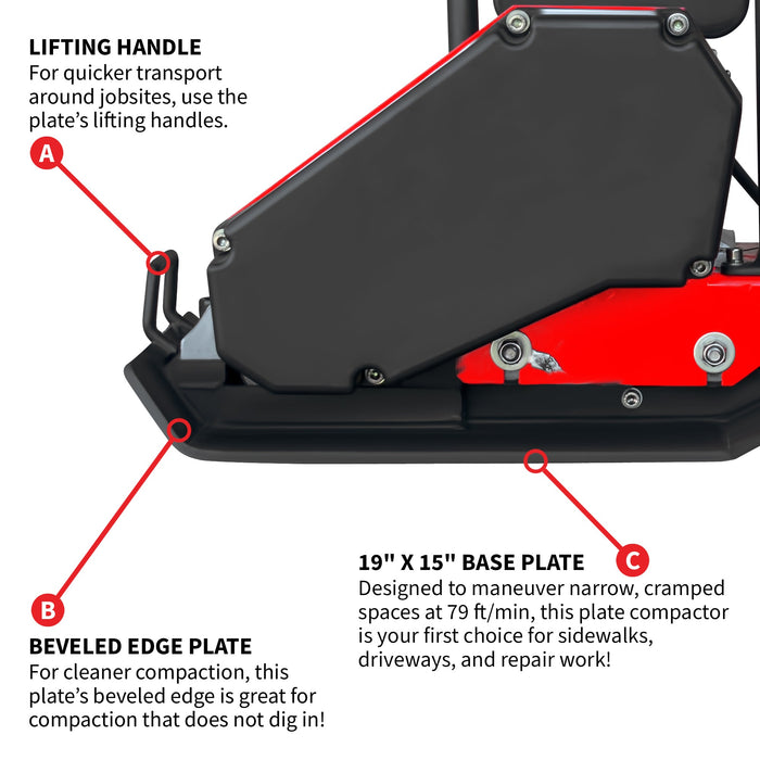 Tomahawk Power 2 HP Electric Vibratory Plate Compactor Tamper for Gravel Soil Compaction - Product Image 8