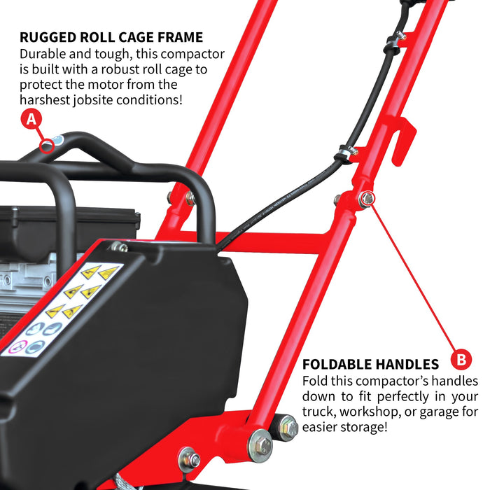 Tomahawk Power 2 HP Electric Vibratory Plate Compactor Tamper for Gravel Soil Compaction - Product Image 7