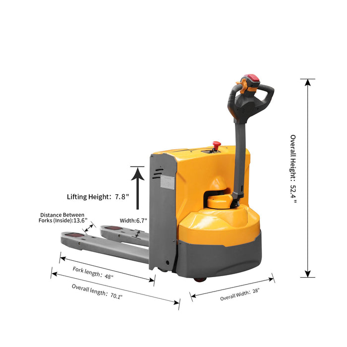 Xilin CBD20KD electric pallet jack raised load view