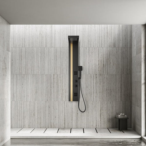 Eleganti All-in-One Shower Panel with Rain Showerhead, Body Jets, and Chromotherapy by Cascada Showers - Side View