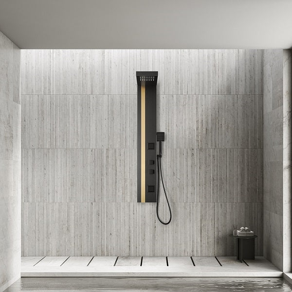 Eleganti All-in-One Shower Panel with Rain Showerhead, Body Jets, and Chromotherapy by Cascada Showers - Side View