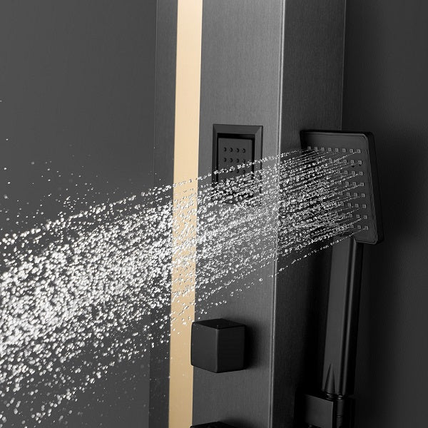 Eleganti All-in-One Shower Panel with Rain Showerhead, Body Jets, and Chromotherapy by Cascada Showers - Lifestyle View