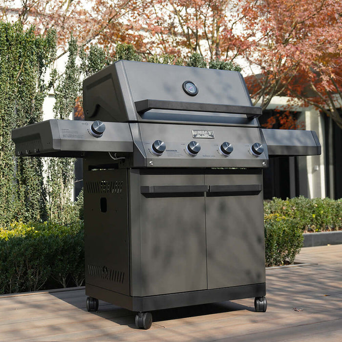 Monument Grills Eminence 425 | Iconic Fortified Propane Gas Grill 6 Burner Grill - Side View