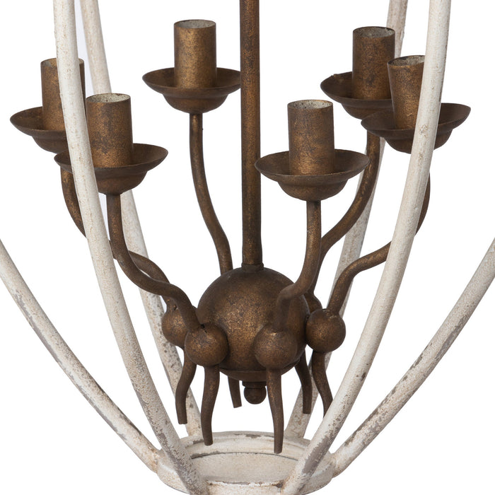 Park Hill Collection Gilded Folles Chandelier - Elegant Teardrop Design in White & Bronze, Perfect for Any Space Decor