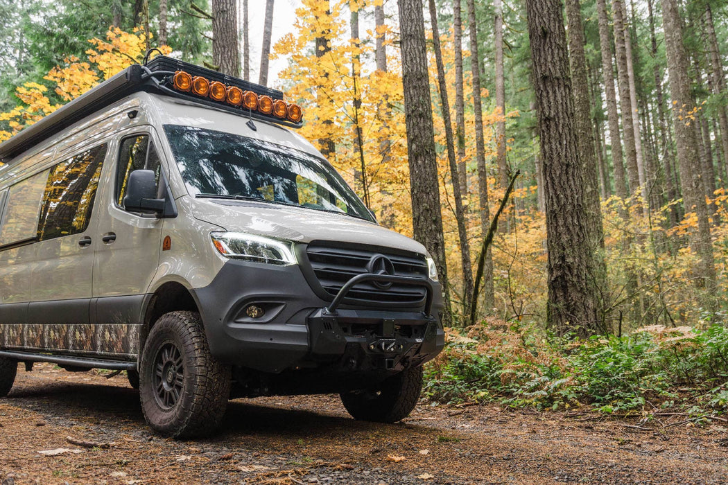 Flatline Van Co. 2019-2026 Mercedes-Benz Sprinter Front Bumper Bull Bar – on the trail, image 4 of 10