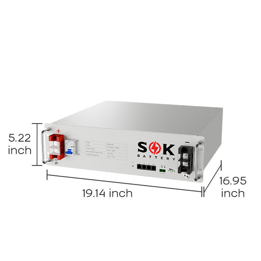 SOK SK48V100N 48V 100Ah LiFePO4 battery - angle view