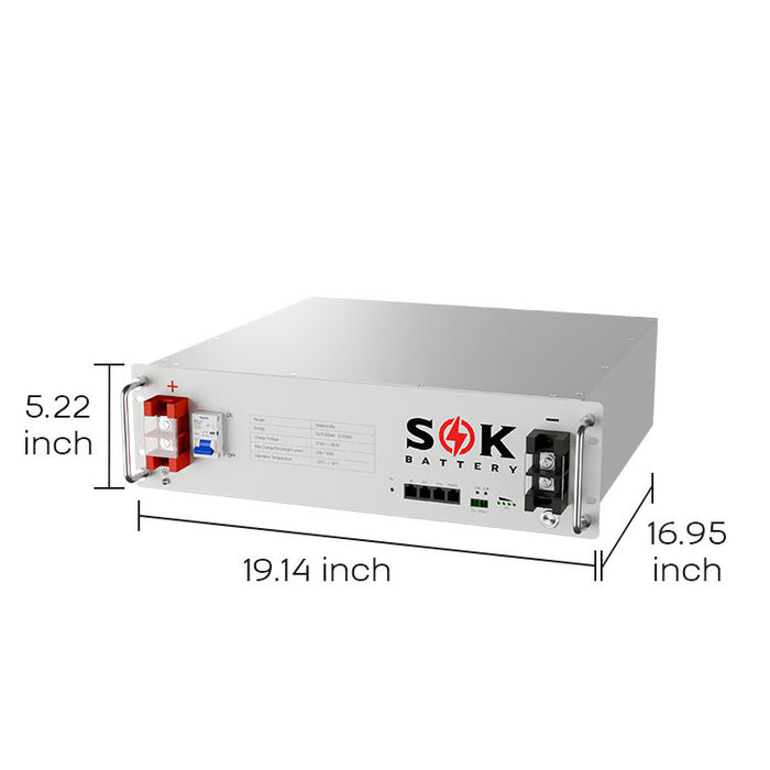 SOK SK48V100N 48V 100Ah LiFePO4 battery - angle view