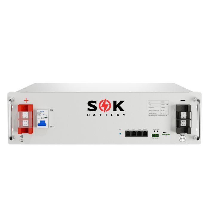 SOK SK48V100N 48V 100Ah LiFePO4 battery - terminals + ports detail