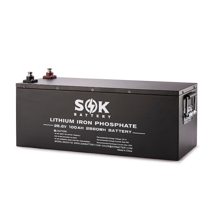 SOK SK24V100 24V 100Ah LiFePO4 lithium battery - front view