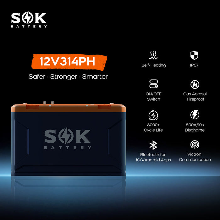 SOK SK12V314PH 12V 314Ah LiFePO4 battery - lifestyle installed view