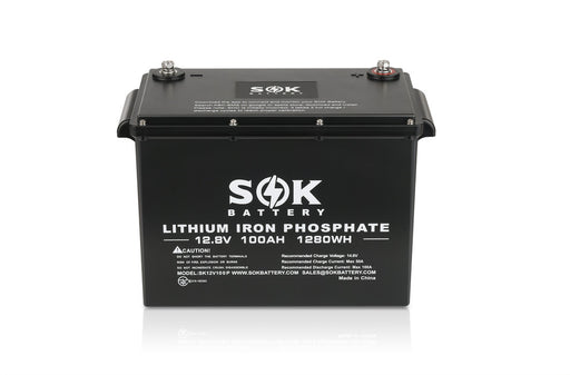 SOK SK12V100P 12V 100Ah LiFePO4 lithium battery - front view