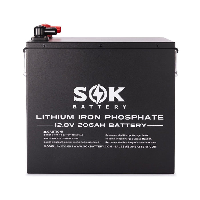 SOK SK12V206H 12V 206Ah LiFePO4 lithium battery - front view