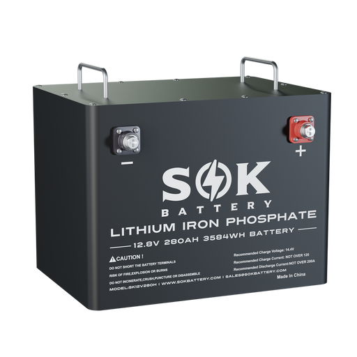 SOK SK12V280H 12V 280Ah LiFePO4 lithium battery - front view