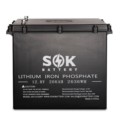 SOK SK12V206PH 12V 206Ah LiFePO4 lithium battery - front view
