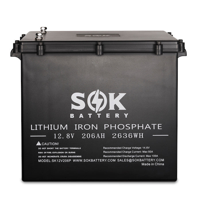 SOK SK12V206PH 12V 206Ah LiFePO4 lithium battery - front view