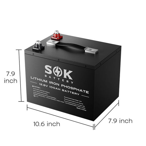 SOK SK12V100H 12V 100Ah LiFePO4 battery - angle view