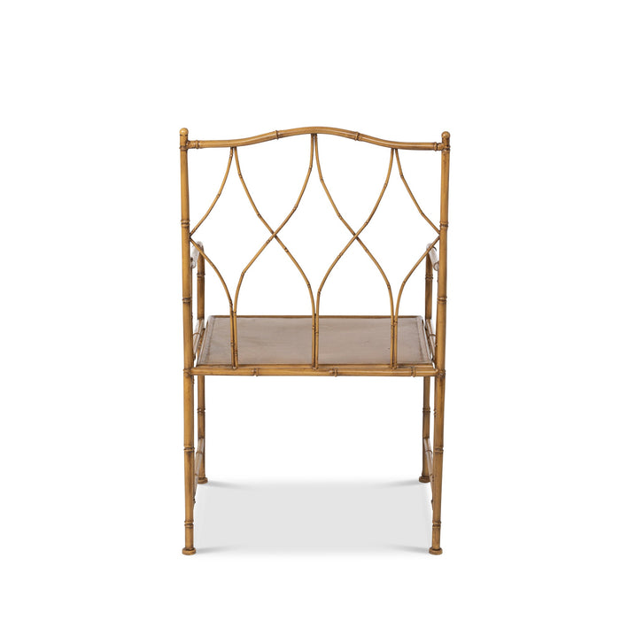 Roanoke Metal Porch Chair - Stylish Glazed Natural Iron Design with Bamboo Accents, Outdoor Safe!